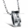 Engraved titanium with crystal pendant necklace for lover